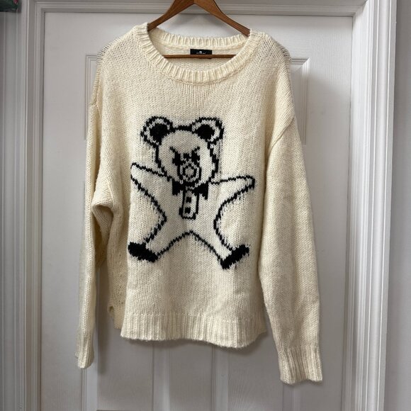 Step Hem Angry Teddy Sweater by 7 For All Mankind Hard To Find (over)size Medium - Picture 1 of 13